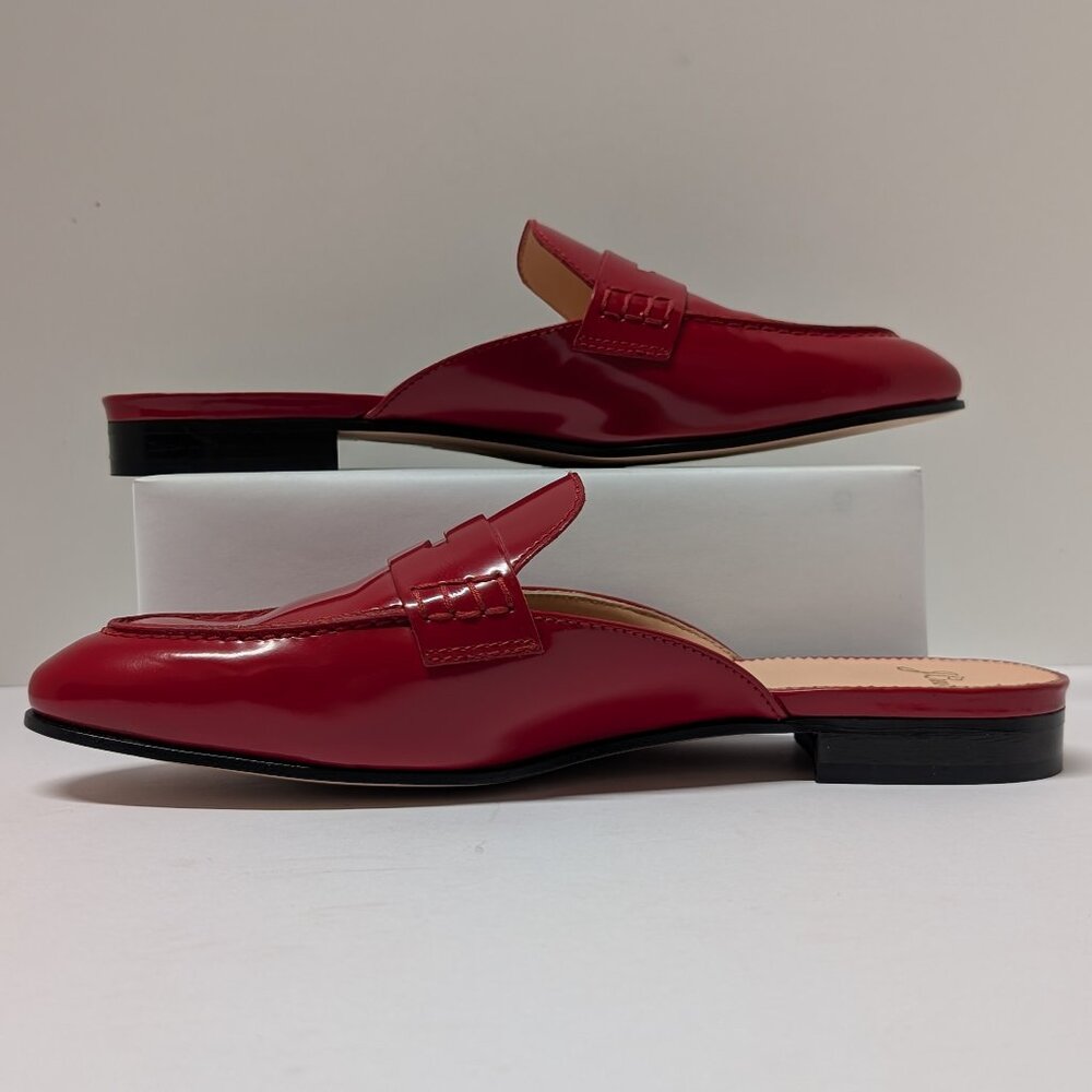 J. Crew Academy Penny-Loafer Mules in Cherry Apple Red Patent Leather - Picture 7 of 16